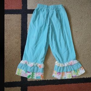 Girl’s boutique corduroy floral Easter pants 3T EUC